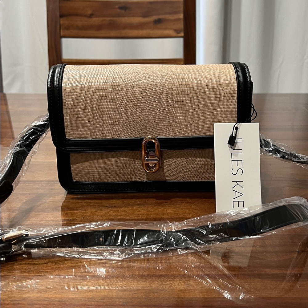 Jules Kae Mia Shoulder Bag Blush Lizard/Black NWT